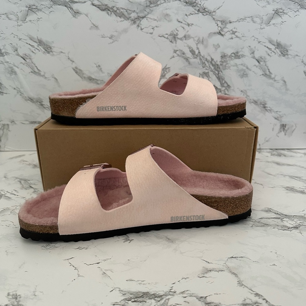 Birkenstock Arizona Shearling Lined Faux Fur Sandals Mules Women’s Size 11 42 - Picture 2 of 8